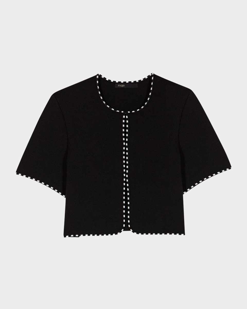 Musselier Stretch Knit Cropped Cardigan